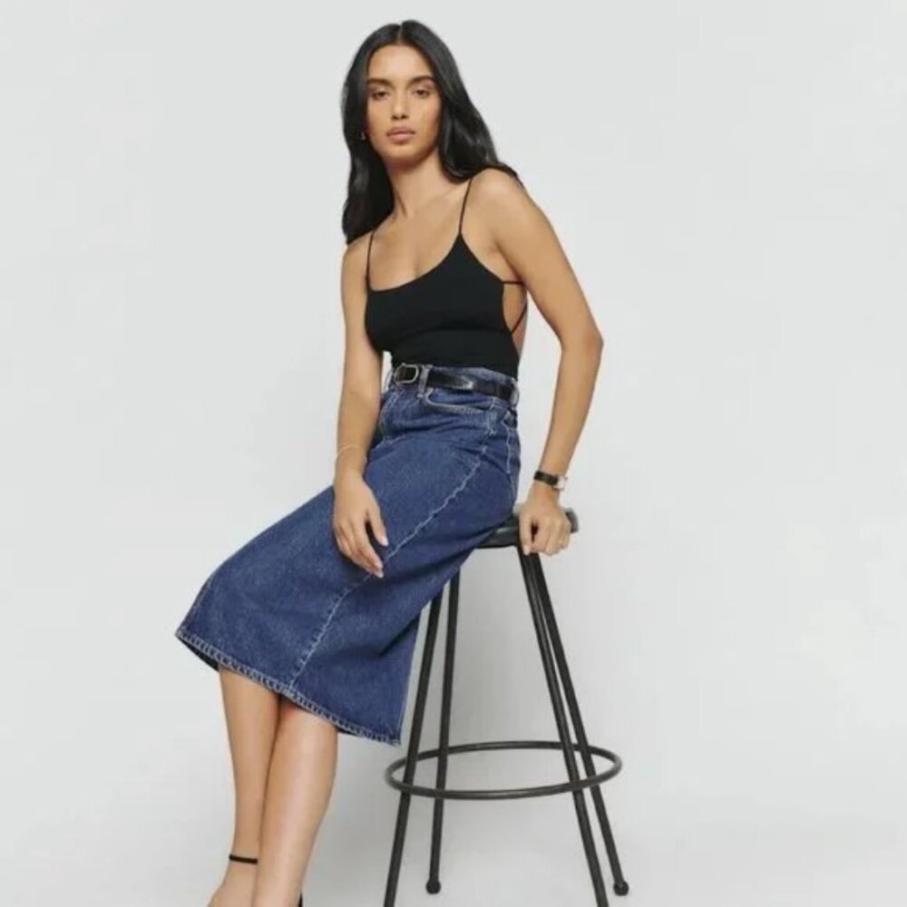 Reformation Jayde High Rise Denim Skirt